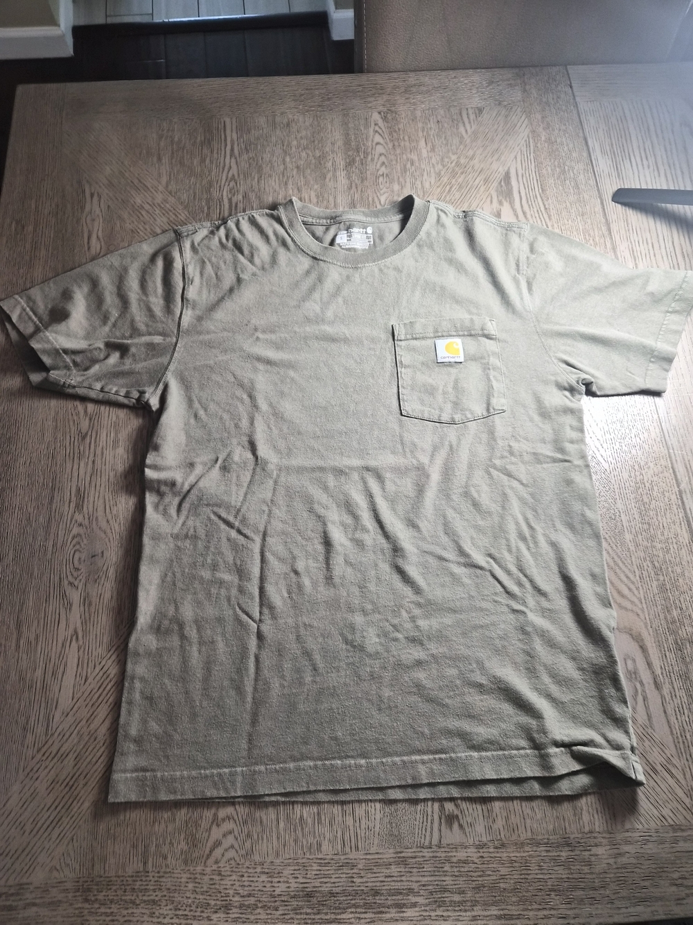 Carhartt Olive Green Pocket Tee with Logo Patch